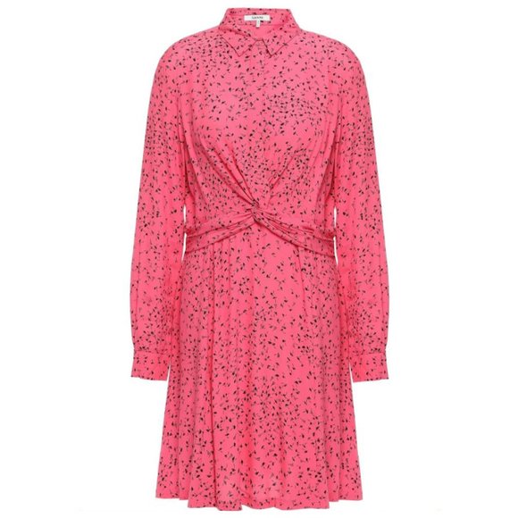 🦩3x HP!🦩 NWT Ganni Barra Pink Crepe Shirt Dress - Picture 2 of 11